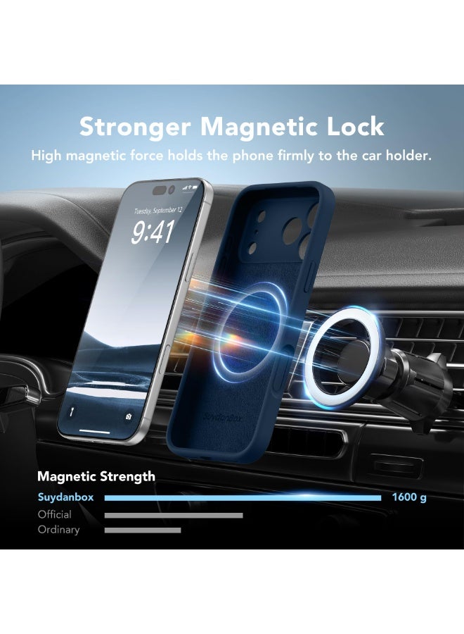 SUYDANBOX Magnetic for iPhone 17 Pro Case, Compatible with MagSafe, [Full Camera Protection][Screen Protector] Silicone Shockproof Protective Phone Case for iPhone 17 Pro 6.3", Cobalt Blue - Image 3
